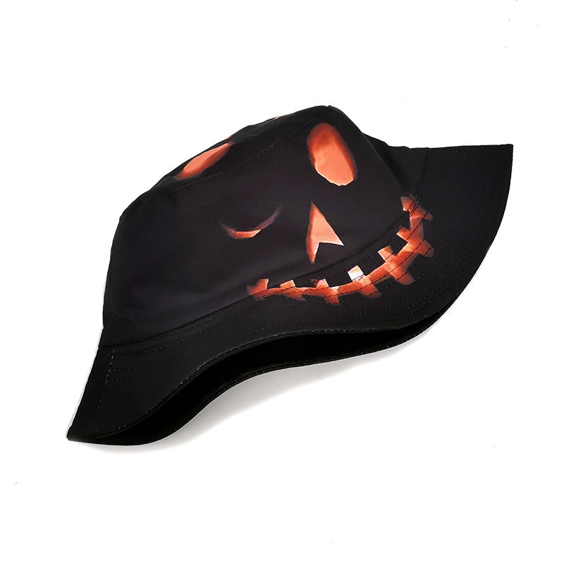 Halloween Hats Creative Cartoon Pumpkin Grimace Printed Sun-shade Fisherman Hat Image