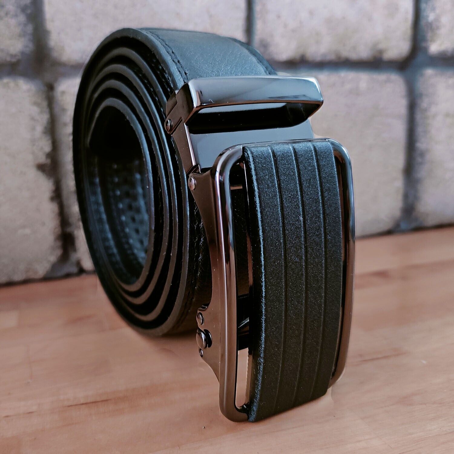 Men's Ratchet Belt Leather Mens Belt With Slide Buckle Ratchet Belts For Men USA Image
