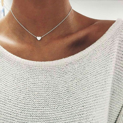 Simple Fashion Gold Color Double-sided Love Pendant Necklaces Clavicle Chains Necklace Women Jewelry Valentines Day Gift Image