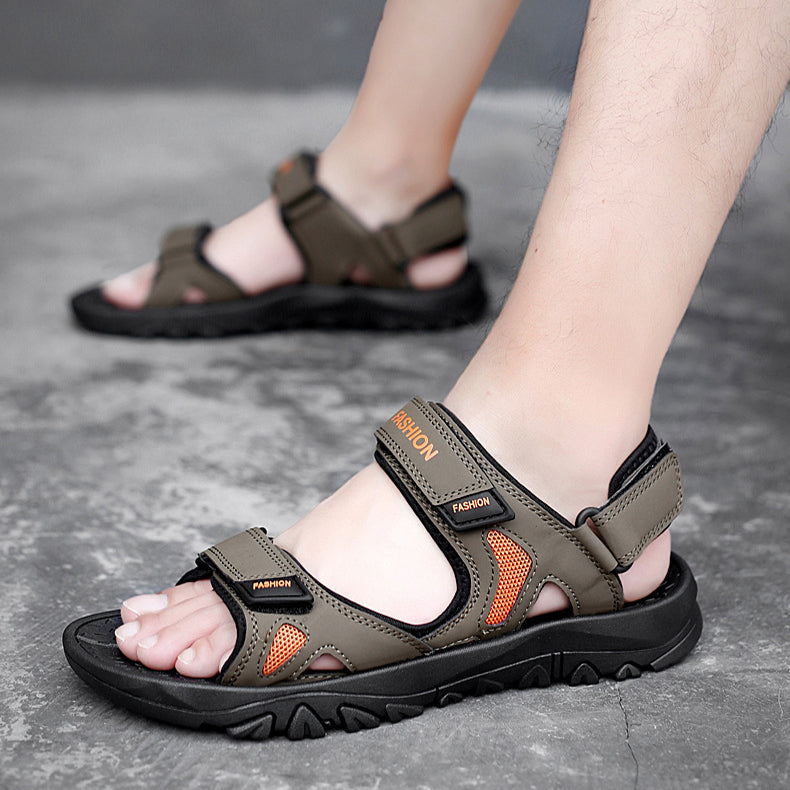 Velcro Sandals Men Summer Breathable Beach Shoes Image