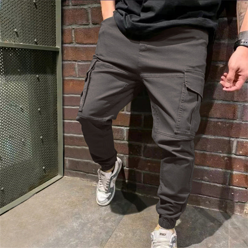 Mens Sports Pants With Pockets Casual Cargo Trousers Image