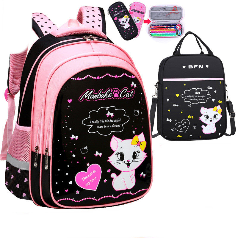 Kids School Cute Cat Print Backpack Image