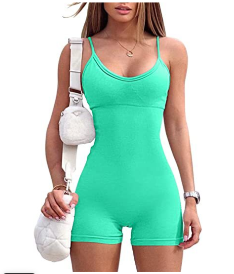 Spaghetti Strap Shorts Jumpsuit Sports Yoga Workout Tight Romper Women Fashion Fitness Sportwear Image