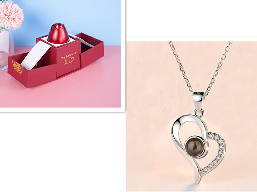 2023 Hot Valentine's Day Gifts Metal Rose Jewelry Gift Box Necklace For Wedding Girlfriend Necklace Gifts Image