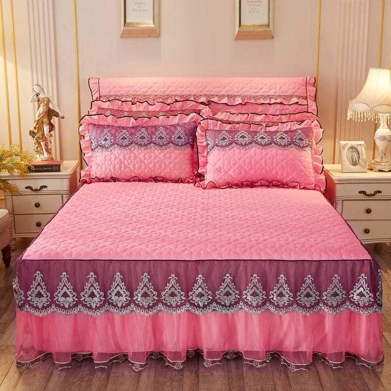 Quilted Lace Bed Skirt Thickened Plus Cotton Bedspread Single Piece Simmons Bed Cover Bed Circumference 1.8m Bed Image