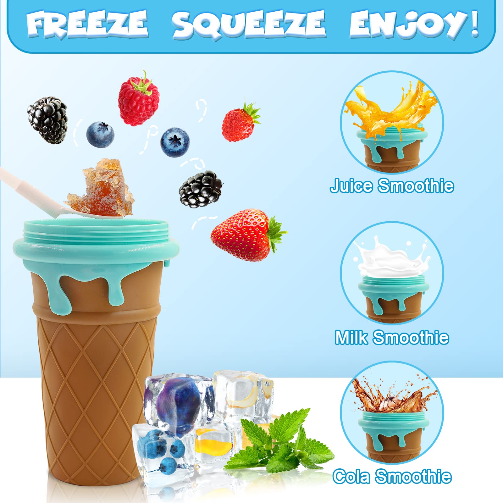 500ml Large Capacity Slushy Cup Summer Squeeze Homemade Juice Water Bottle Quick-Frozen Smoothie Sand Cup Pinch Fast Cooling Magic Ice Cream Slushy Maker Beker Kitchen Gadgets Image