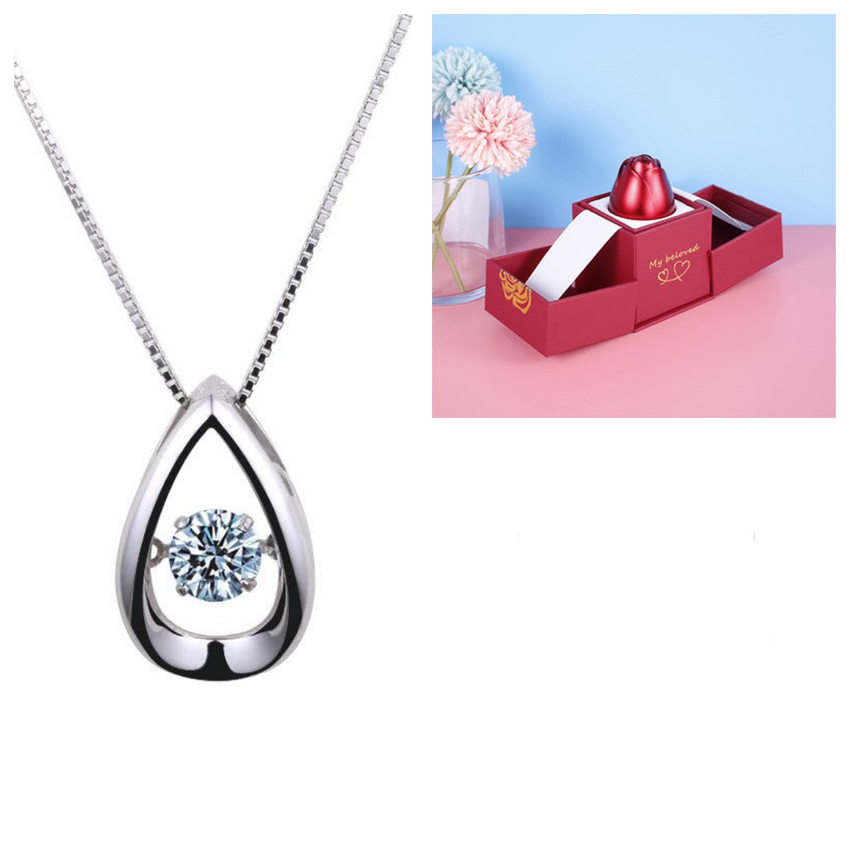 2023 Hot Valentine's Day Gifts Metal Rose Jewelry Gift Box Necklace For Wedding Girlfriend Necklace Gifts Image