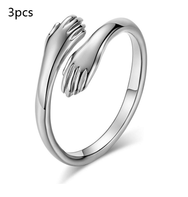 Alloy Simple Hands Hug Ring Opening Adjustable Jewelry Image