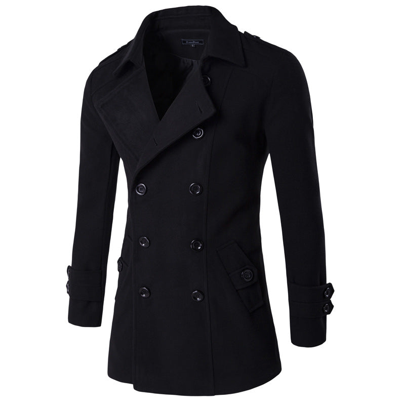 Fashion Men's Casual Long-sleeved Solid Color Coat Image