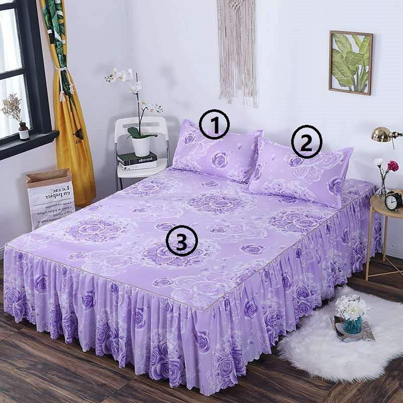 Bed Skirt Pillowcase 3 Woolly Bedsheet Bedding Set Bedspread Image