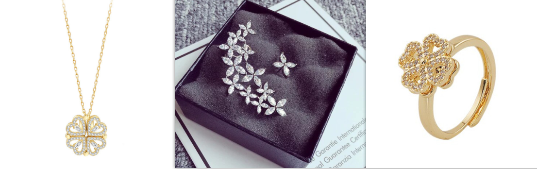 Explosive Style Detachable Deformed Four-leaf Clover Necklace For Women A Multi-wearing Zircon Small Love Short Clavicle Chain Image