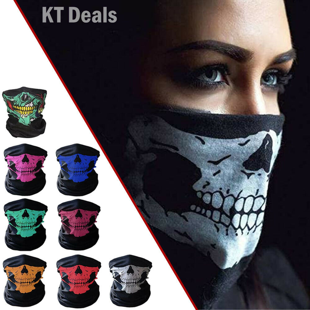 Skull Mask Half Face Bandana Skeleton Ski Motorcycle Biker Balaclava Tube Masks Image