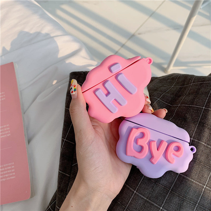 AirPod 2 Case 3D HI BYE Cloud Letter Cartoon Soft Silicone Wireless Earphone Cases For Apple Airpods Case Cute Cover Image