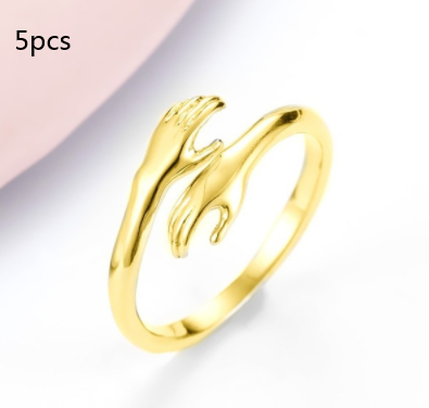 Alloy Simple Hands Hug Ring Opening Adjustable Jewelry Image