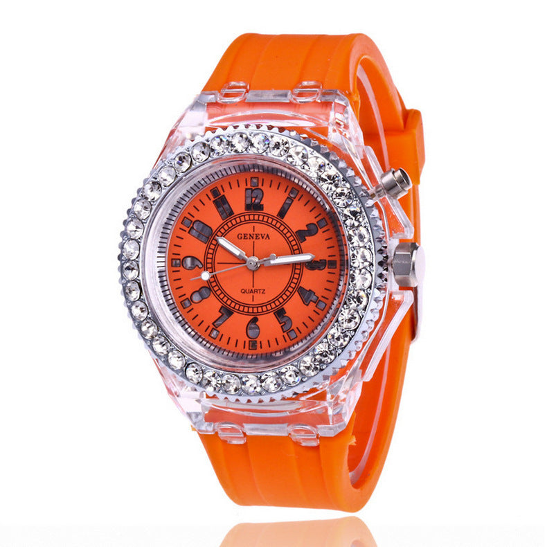 LED Luminous Watches Geneva Women Quartz Watch Women Ladies Silicone Bracelet Watches Image