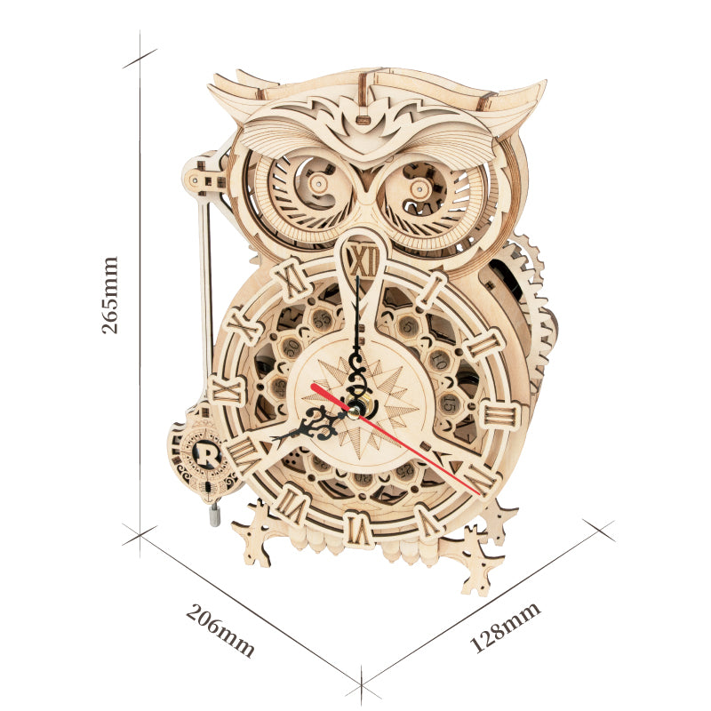 Robotime Rokr Creative DIY Toys 3D Owl Wooden Clock Building Block Kits For Children Christmas Gifts Home Decoration LK503 Image