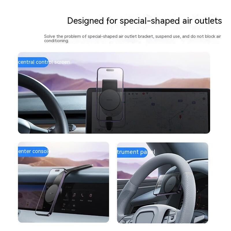 Magnetic Bendable Car Mobile Phone Holder Wireless Charger Phone Holder 15W Car Dash Mount Compatible With Phone Image