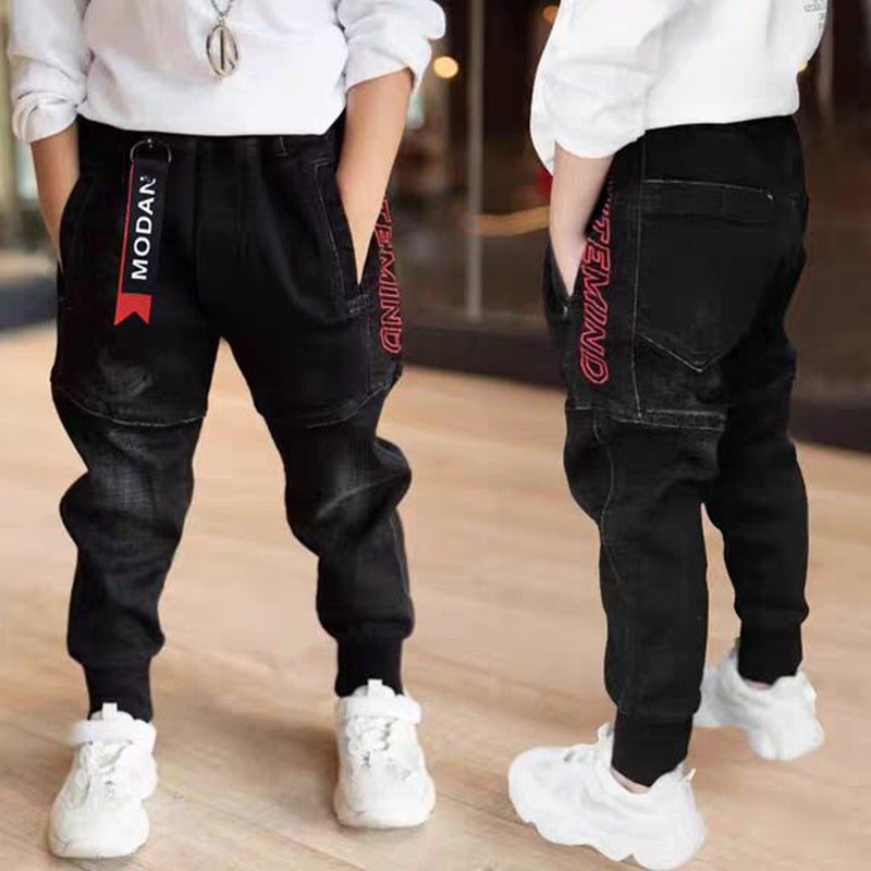 Kids Black Jeans Single Pants Spring And Autumn Boys Pants Image