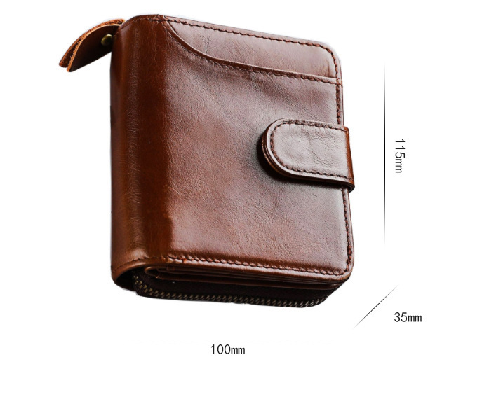 Leather Men's First Layer Short Wallet Multiple Card Slots Image