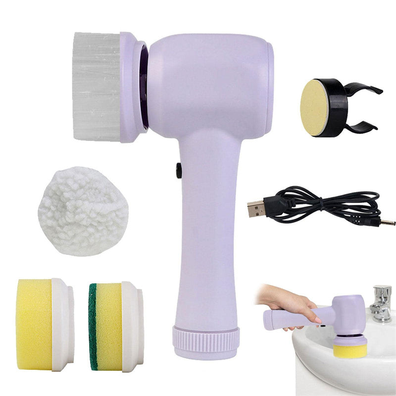 Electric Cleaning Brush 4 In 1 Spinning Scrubber Handheld Electric Cordless Cleaning Brush Portable Image