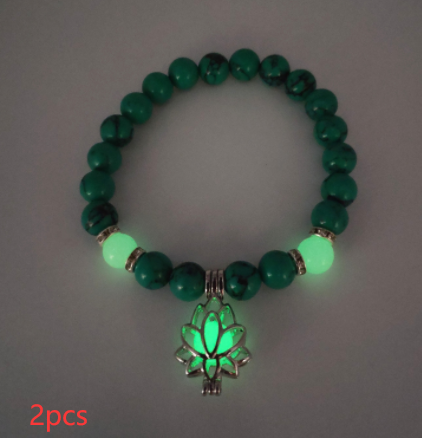 Energy Luminous Lotus Natural Stone Bracelet Yoga Healing Luminous Glow In The Dark Charm Beads Bracelet For Men Women Prayer Buddhism Image