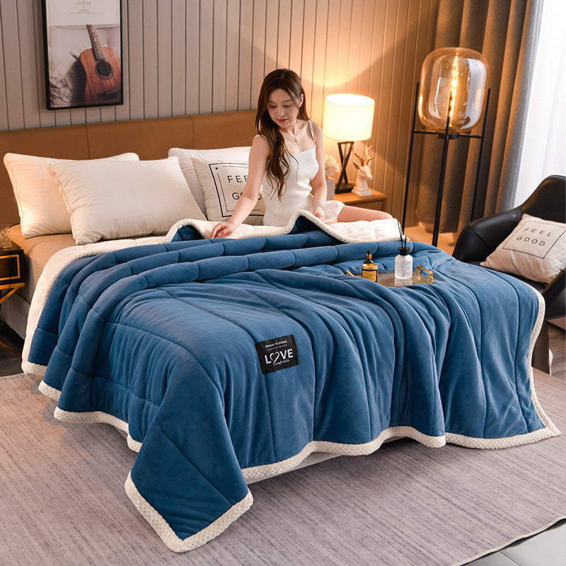 Thick Warm Winter Bed Blankets Wool Blanket Bedspread Image