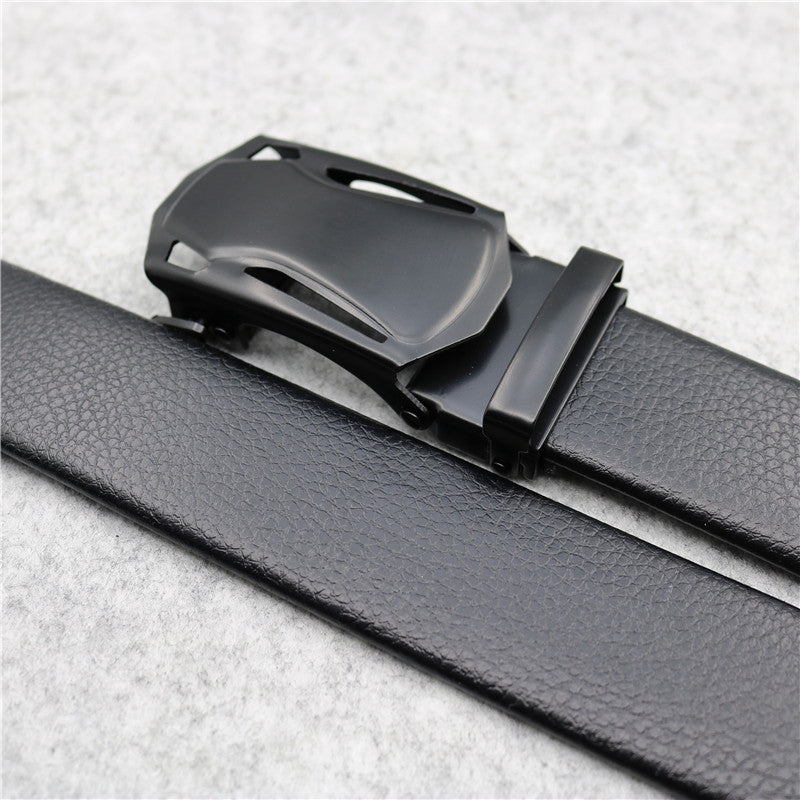 Microfiber Leather Ratchet Belt Adjustable Automatic Buckle Black Belts For Men Image