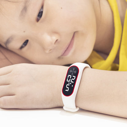 Silicone Children's LED Red And White Light Watch