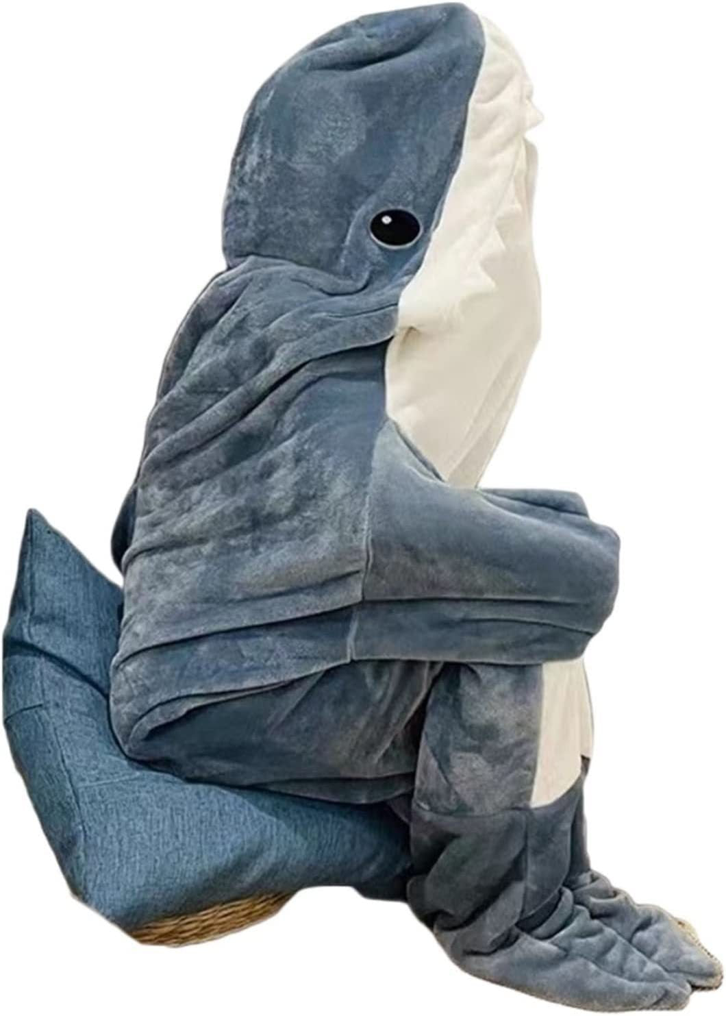 Home Soft Flannel Shark Blanket Hoodie Image