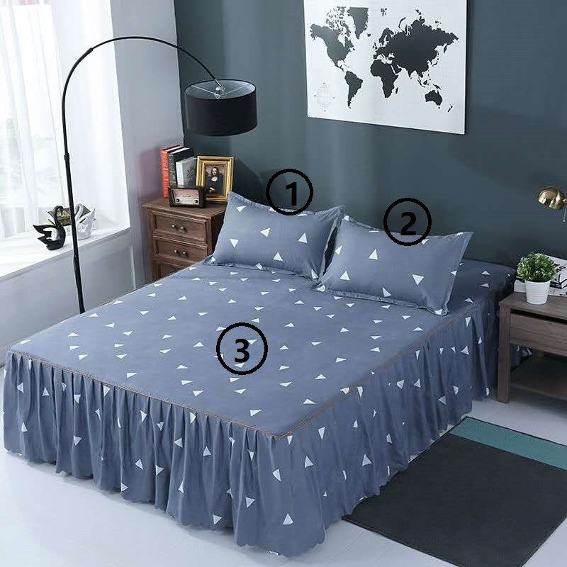 Bed Skirt Pillowcase 3 Woolly Bedsheet Bedding Set Bedspread Image