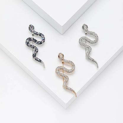 Korean Style Creative Rhinestone Snake Brooch Ins Fashion Simple Clothing Accessories Personality Alloy Animal Pin