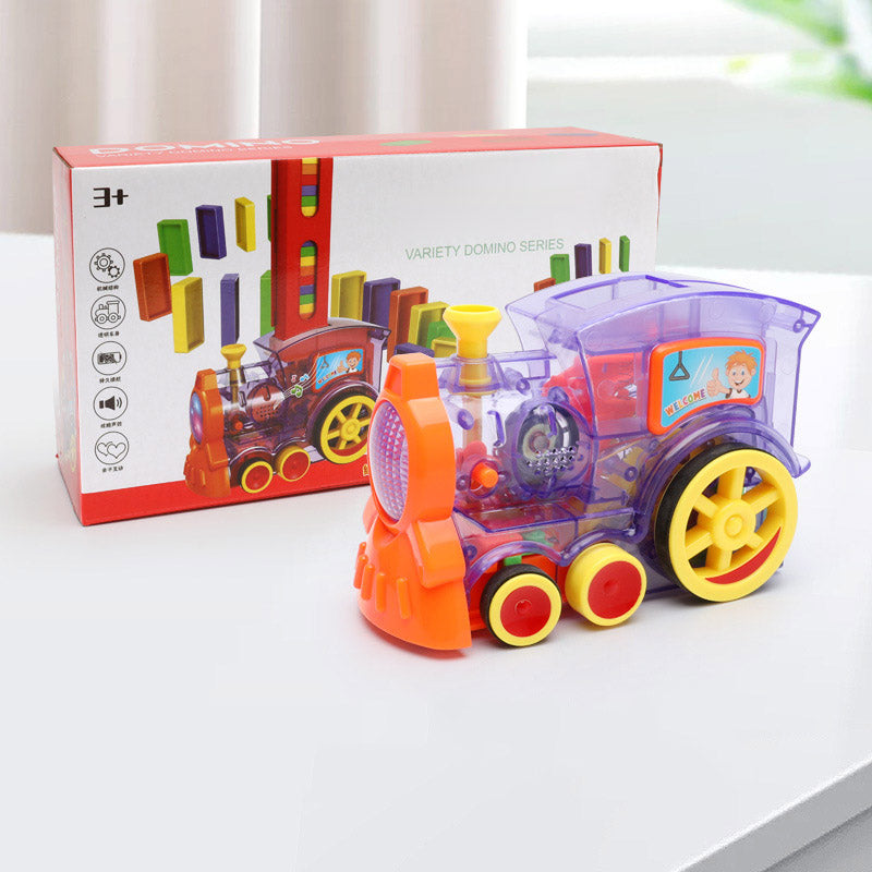 Domino Train Toys Baby Toys Car Puzzle Automatic Release Licensing Electric Building Blocks Train Toy Image