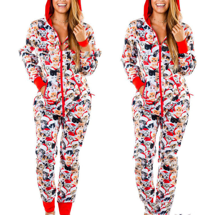 Christmas Family X'mas Costume Snowman Striped Print Jumpsuit Pajama Image