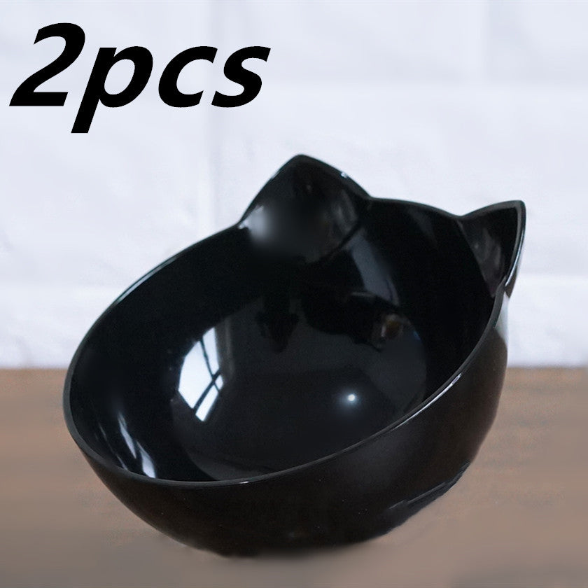 New Inclined Food Cat Ear Oblique Mouth Transparent Single Pet Bowl Image