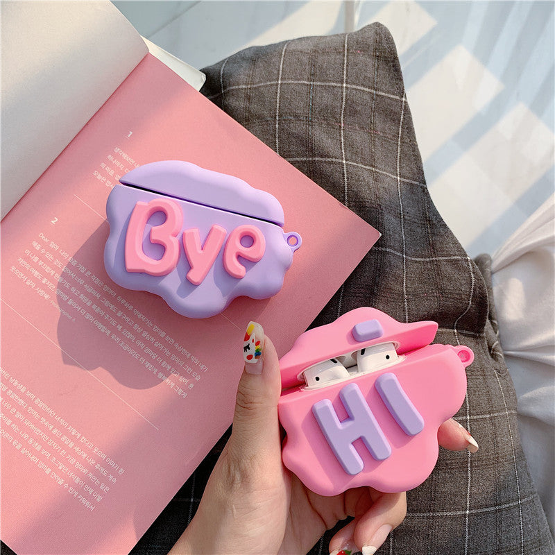 AirPod 2 Case 3D HI BYE Cloud Letter Cartoon Soft Silicone Wireless Earphone Cases For Apple Airpods Case Cute Cover Image