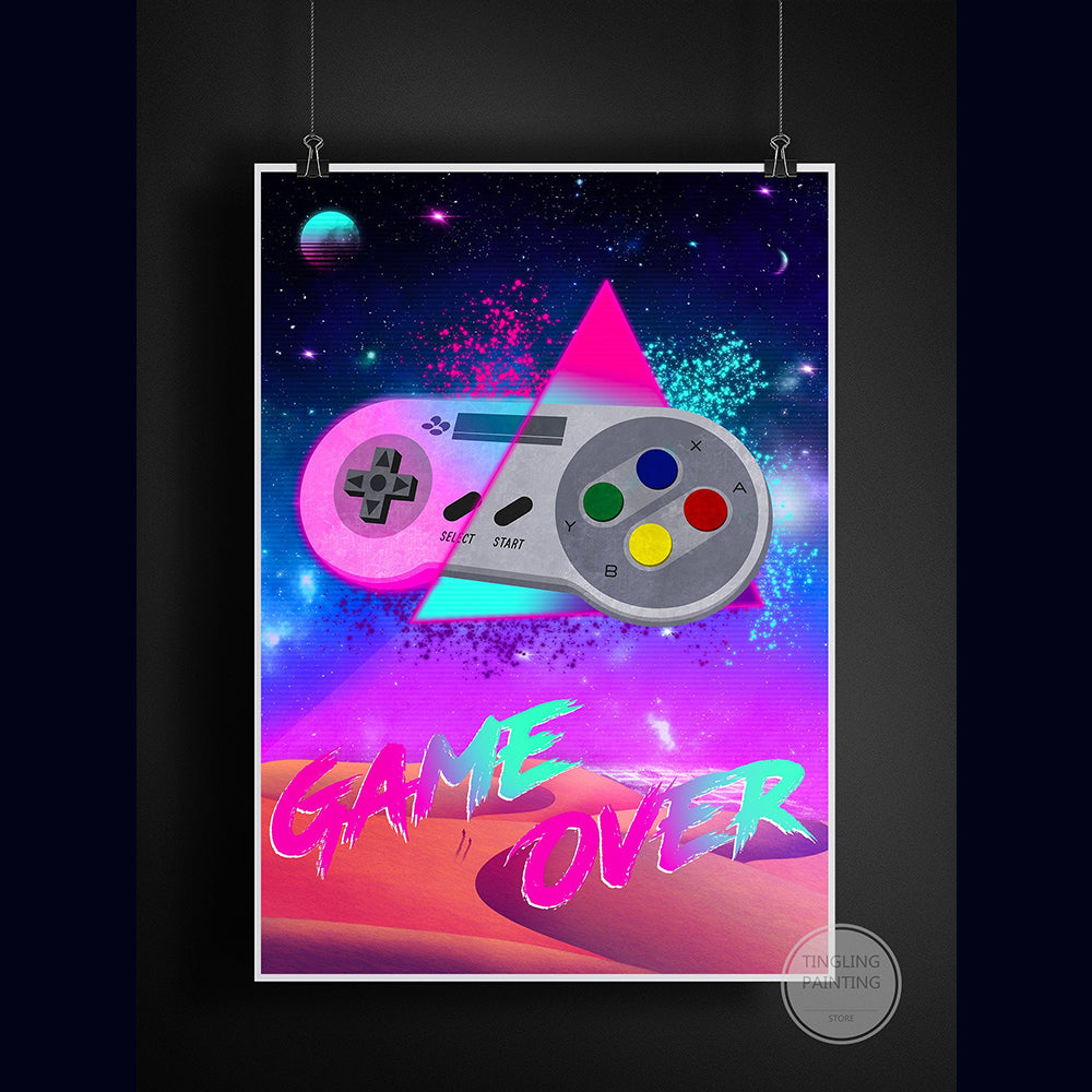 Retro Neon Game Poster Canvas Painting Image