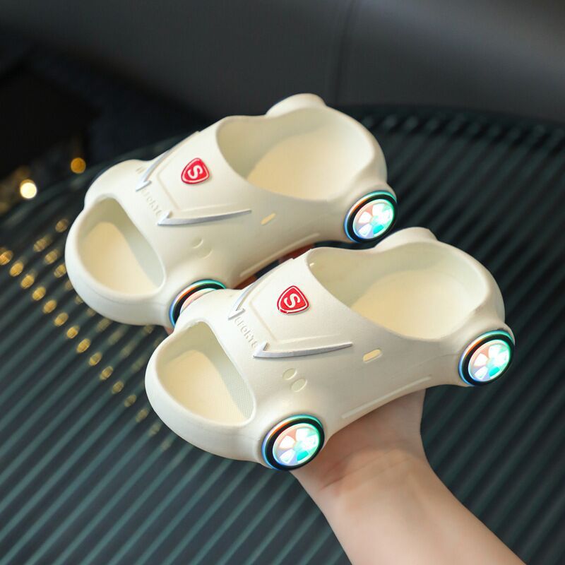 Kids Glowing Slippers Cartoon Car Sandals Children Sandals Anti Slip Boys Girls Luminous Slippers Summer Beach Shoes Image