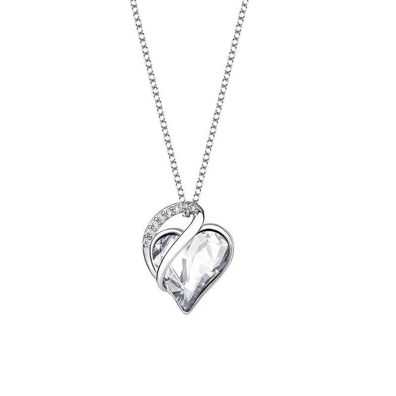 925 Sliver Heart Shaped Geometric Necklace Jewelry Women's Clavicle Chain Valentine's Mothers Day Gift Image