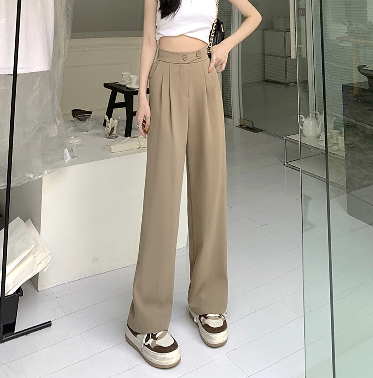 Women's New High Waist Loose Drape Suit Wide Leg Pants Image