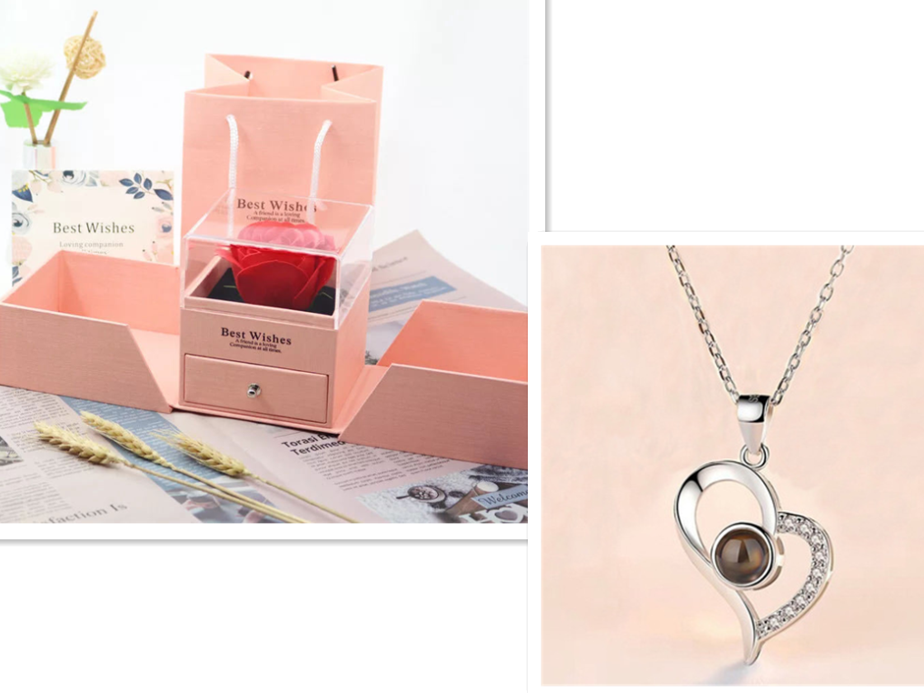 2023 Hot Valentine's Day Gifts Metal Rose Jewelry Gift Box Necklace For Wedding Girlfriend Necklace Gifts Image