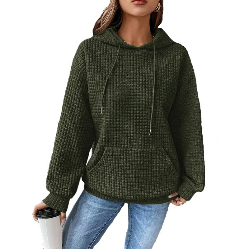 Fashion Waffle Hoodie Sweater Women's Sports Sweatshirt Casual Long Sleeve Tops Womens Clothing Image