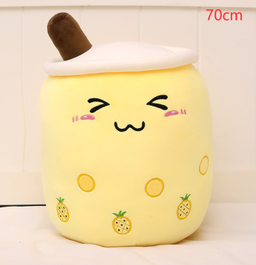 Cute Fruit Drink Plush Stuffed Soft Strawberry Milk Tea Plush Boba Tea Cup Toy Bubble Tea Pillow Cushion Kids Gift Image