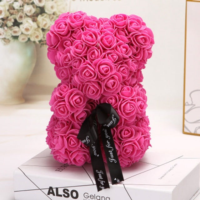 Valentine's Day Gift Rose Bear Eternal Flower Rose Teddy Bear PE Foam Bear 25cm Valentines Day Image