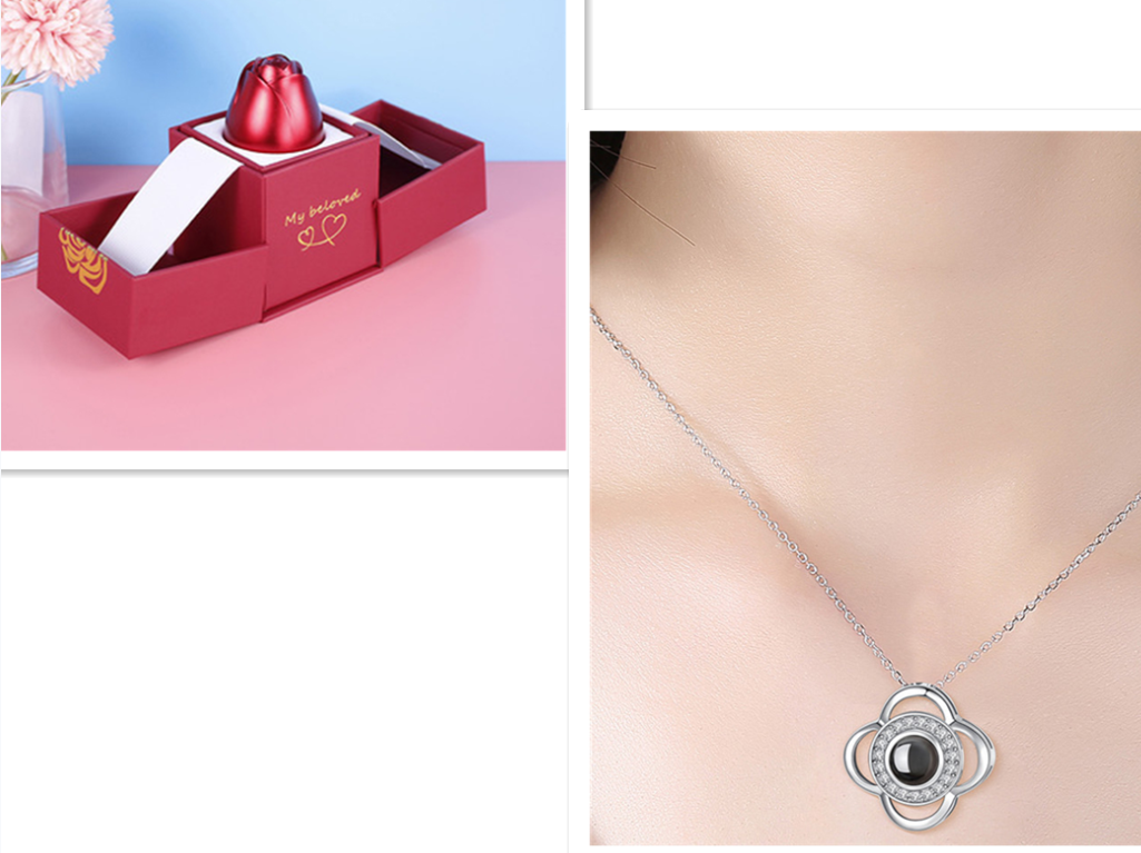 2023 Hot Valentine's Day Gifts Metal Rose Jewelry Gift Box Necklace For Wedding Girlfriend Necklace Gifts Image