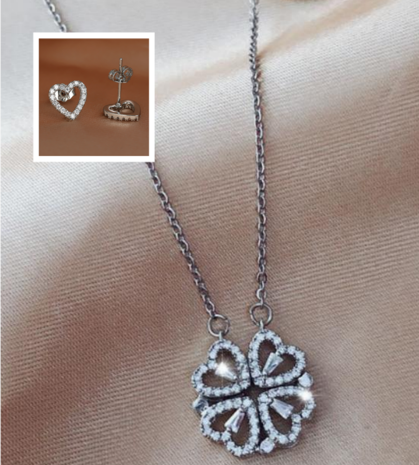 Explosive Style Detachable Deformed Four-leaf Clover Necklace For Women A Multi-wearing Zircon Small Love Short Clavicle Chain Image