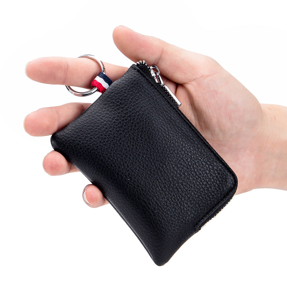 Men's Coin Purse European And American Leather Mini Wallet Soft Leather Zip Coin Driving License Key Case Card Holder Ultra-thin Image