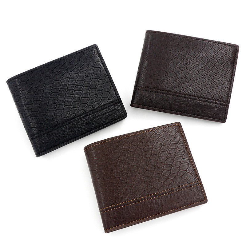 Men's Fashion Large Capacity Embossed Snake Pattern Wallet Image