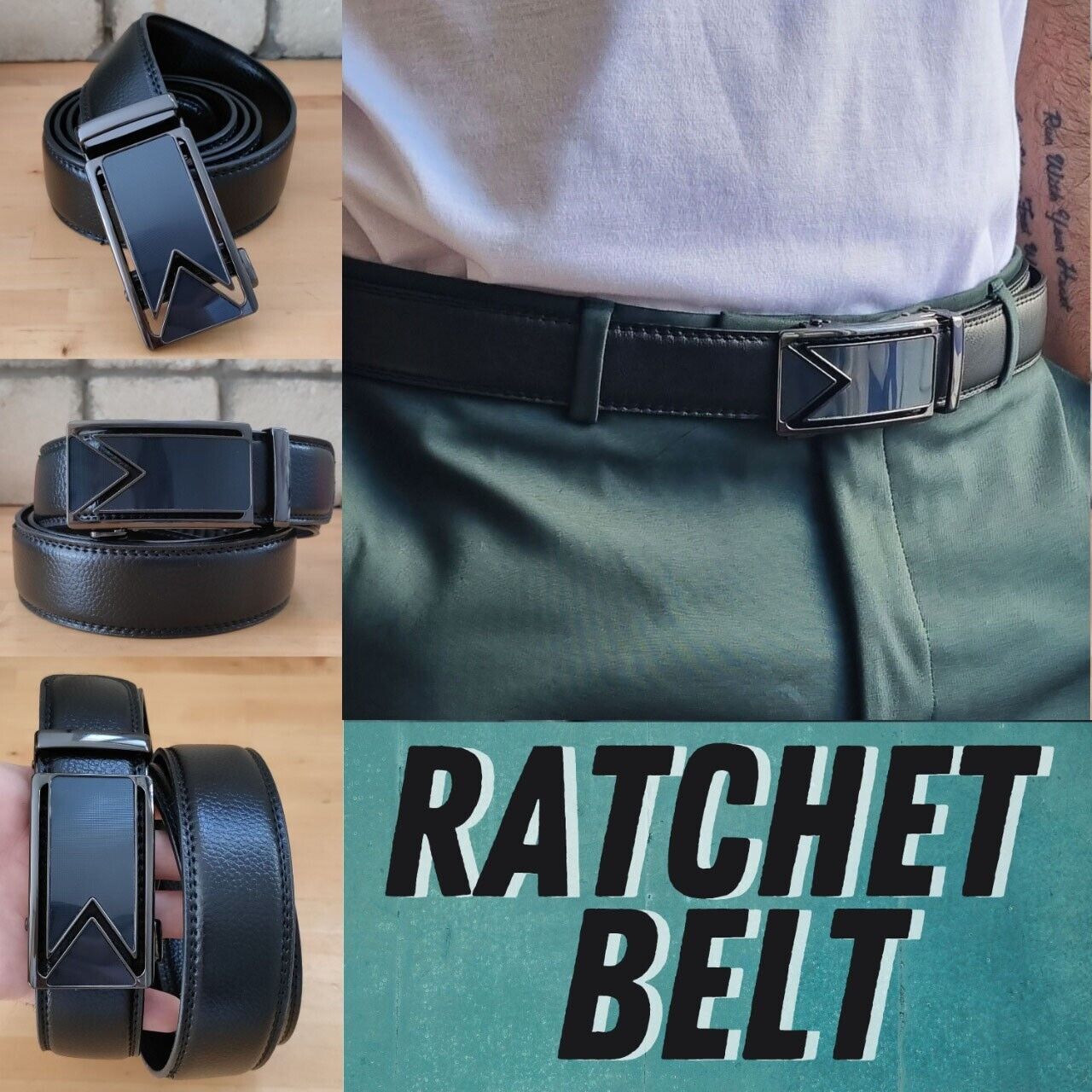 Microfiber Leather Mens Ratchet Belt Belts For Men Adjustable Automatic Buckle Image