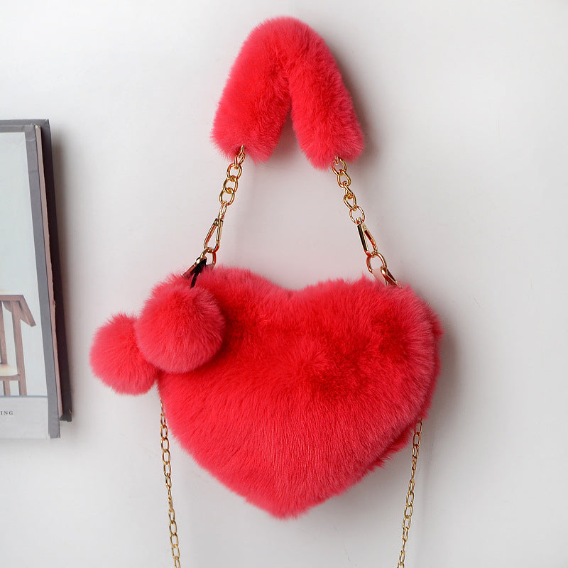 Love Bags Soft Plush Handbags Women Valentine's Day Party Bag Image