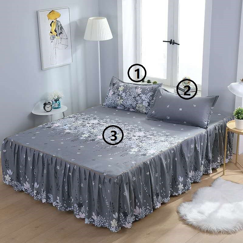 Bed Skirt Pillowcase 3 Woolly Bedsheet Bedding Set Bedspread Image